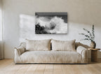 Shorebreak Burst coastal canvas print on the wall of a living room