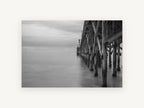 Quiet Pier Pilings, coastal canvas wall art print, front view