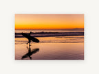 Surfer Heading Home, coastal canvas wall art print, front view