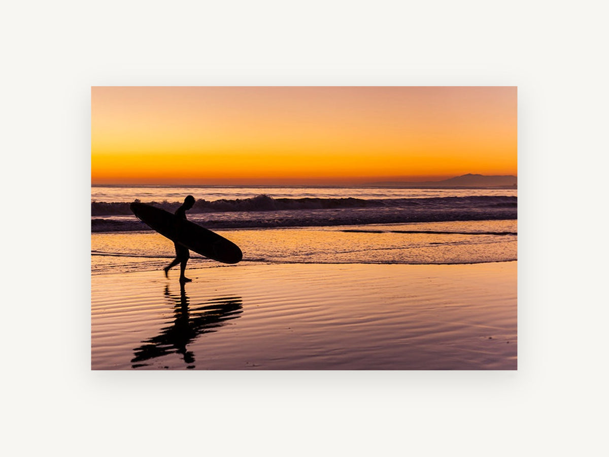 Surfer Heading Home, coastal canvas wall art print, front view