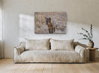 Wary Grey Fox animal canvas print on the wall of a living room