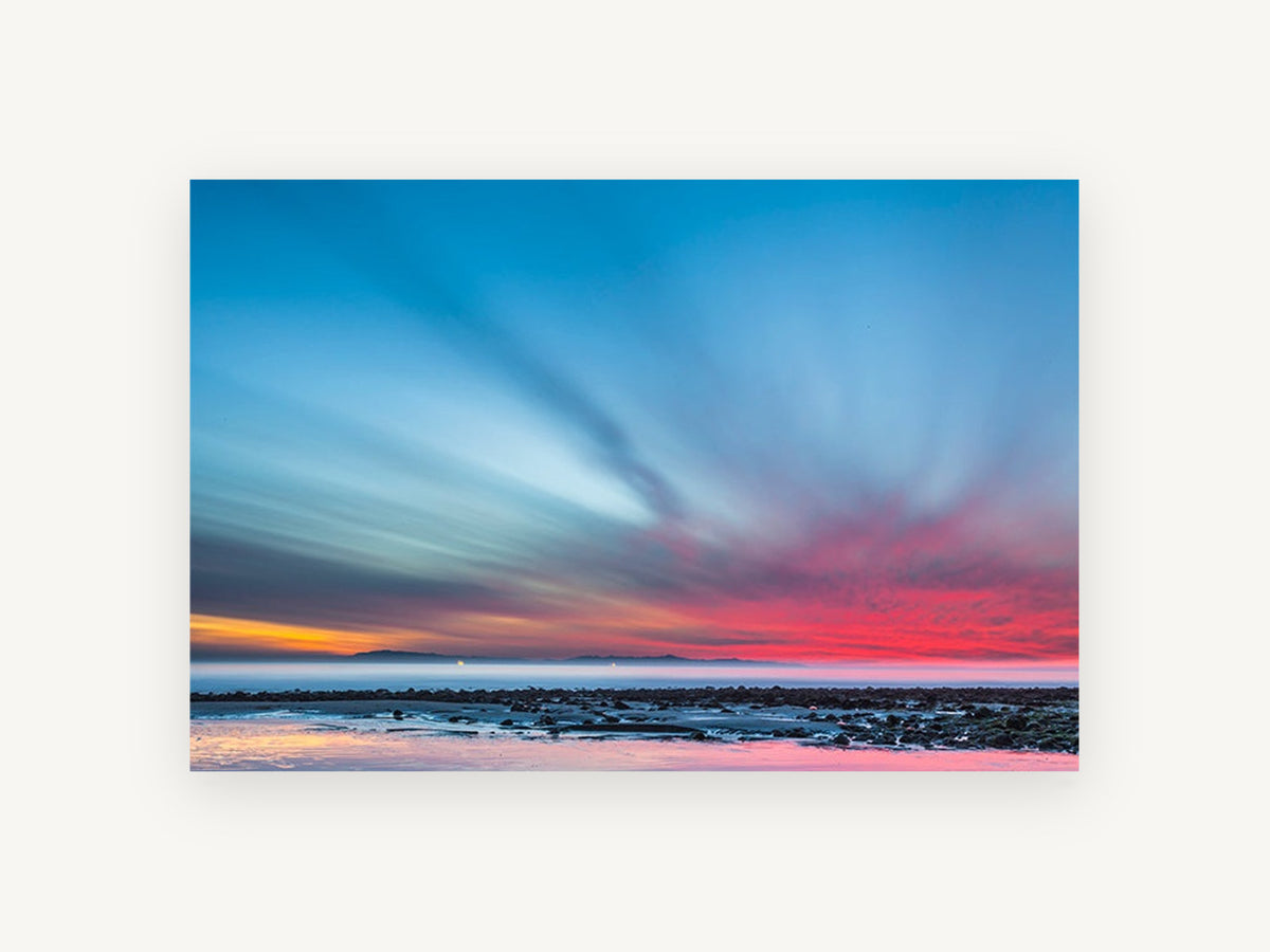 Streaked Dusk Over Low Tide, coastal canvas wall art print, front view