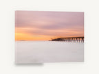 Soft Dusk Pier, long exposure pier sunset photograph, coastal canvas wall art print ready to hang