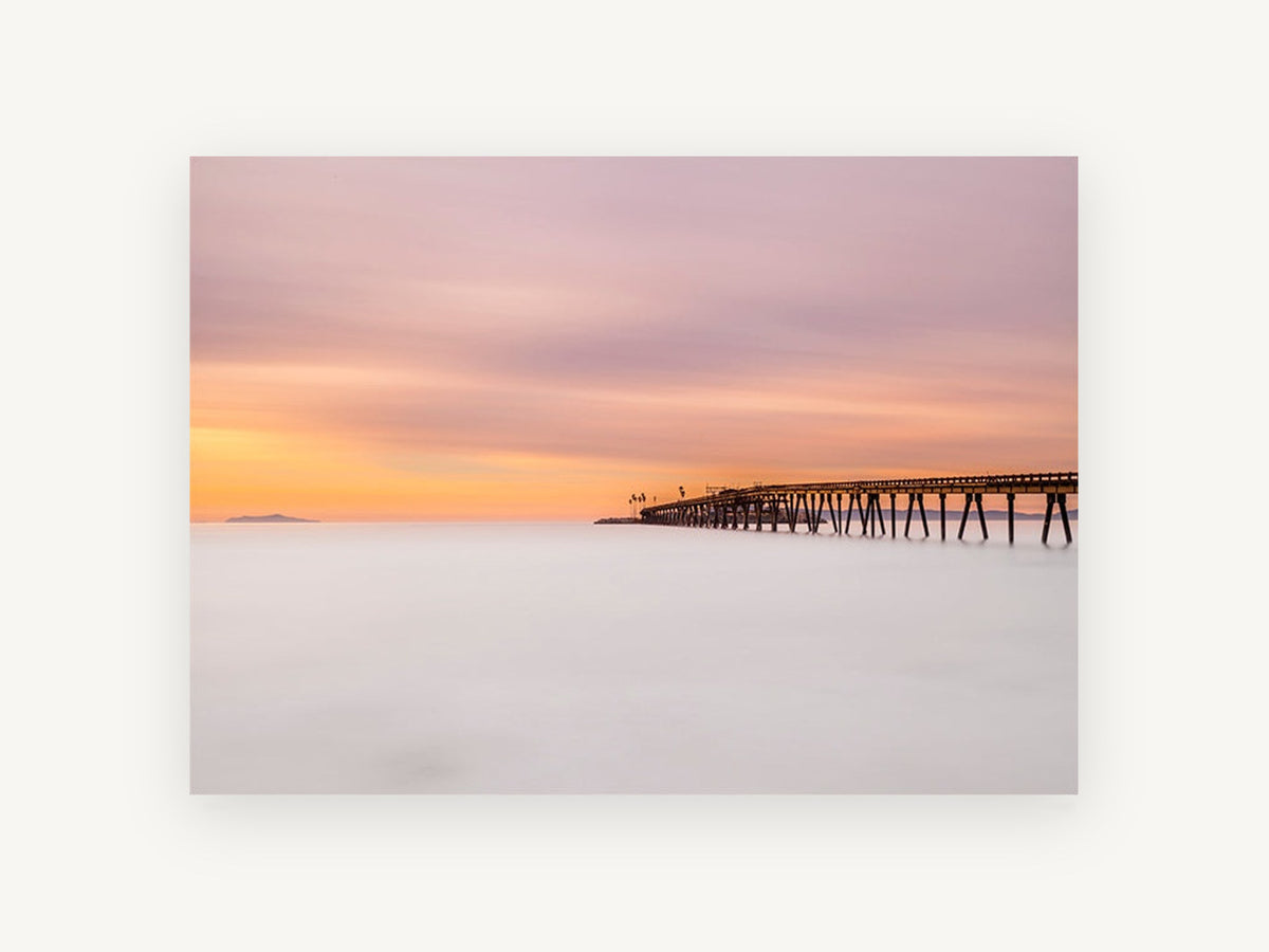 Soft Dusk Pier, coastal canvas wall art print, front view