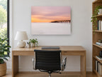 Soft Dusk Pier coastal canvas print on the wall of a study