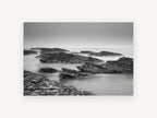 Misty Rock Shelves, coastal canvas wall art print, front view