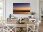 Crescent Moon Dusk coastal canvas print on the wall of a Hamptons dining room