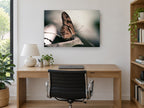 Resting Copper Butterfly animal canvas print on the wall of a study