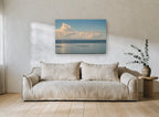 Calm Water Cloud Bank coastal canvas print on the wall of a living room