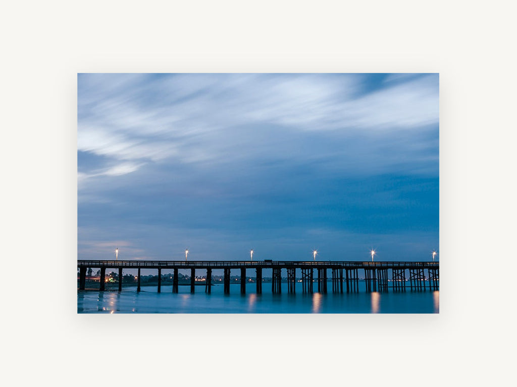 Blue Hour Pier, coastal canvas wall art print, front view