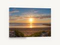 Golden Dune Sunset, beach sunset over dunes photograph, coastal canvas wall art print ready to hang