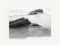 Misted Rock Ledges, misty rock ledges black and white photograph, coastal canvas wall art print ready to hang