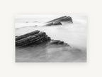 Misted Rock Ledges, coastal canvas wall art print, front view