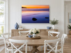 Dusk Reflections coastal canvas print on the wall of a Hamptons dining room