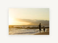 Golden Hour Shoreline Stroll, coastal canvas wall art print, front view