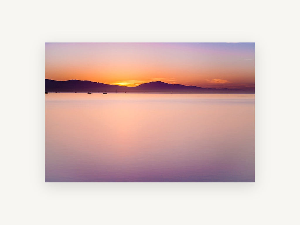 Violet Dawn Calm, coastal canvas wall art print, front view