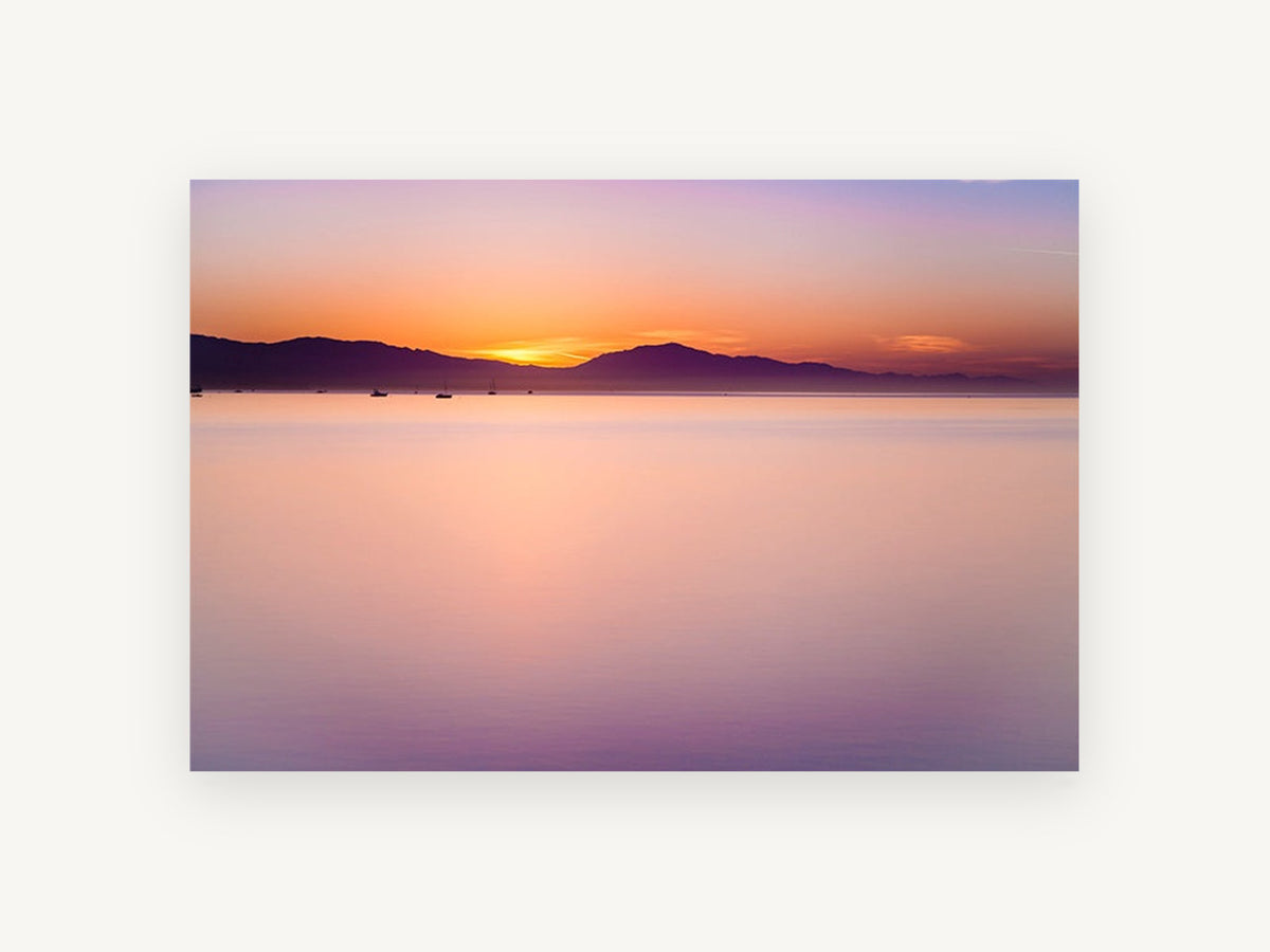 Violet Dawn Calm, coastal canvas wall art print, front view