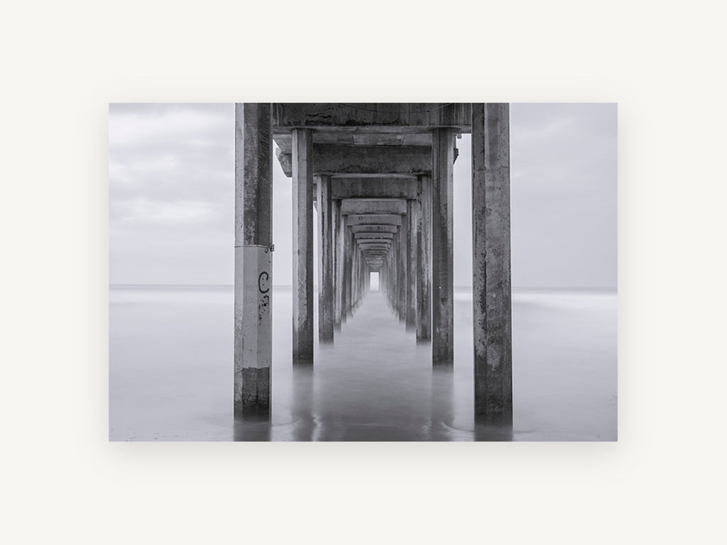 Silent Pier Corridor, coastal canvas wall art print, front view