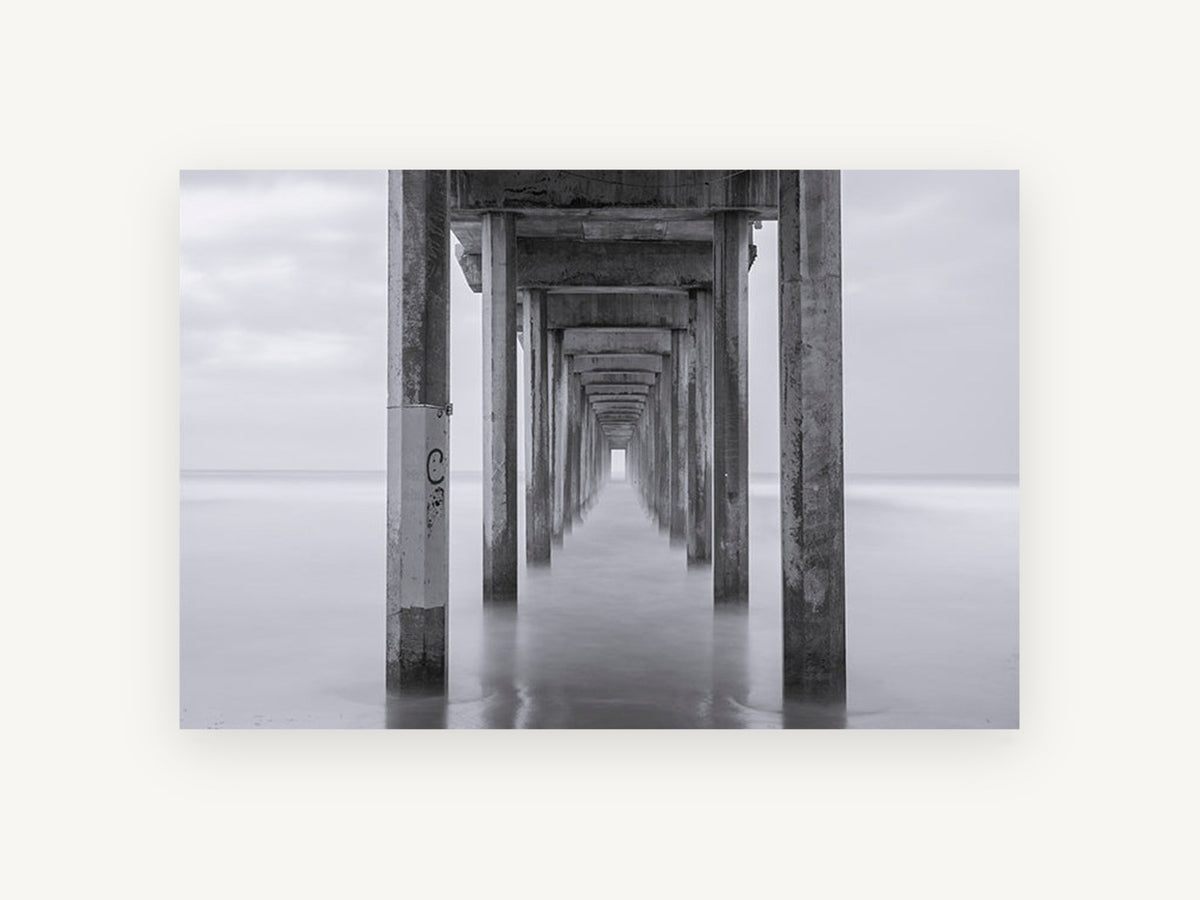 Silent Pier Corridor, coastal canvas wall art print, front view