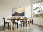 Driftwood at Dusk coastal canvas print on the wall of a dining room