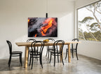 Molten River landscape canvas print on the wall of a dining room