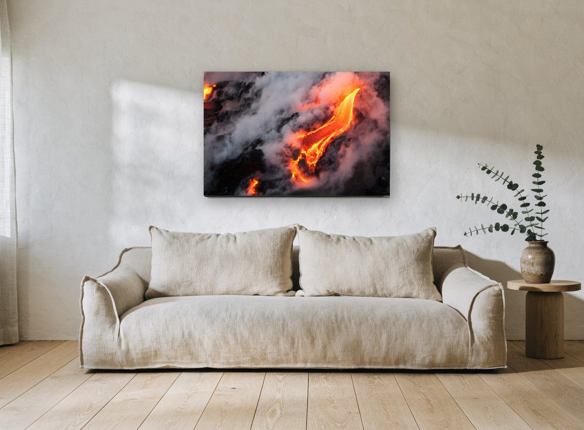 Molten River landscape canvas print on the wall of a living room