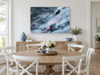 Lava Meets Sea coastal canvas print on the wall of a Hamptons dining room