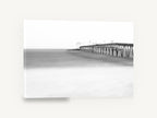 Misted Pier Horizon, long exposure pier black and white, coastal canvas wall art print ready to hang