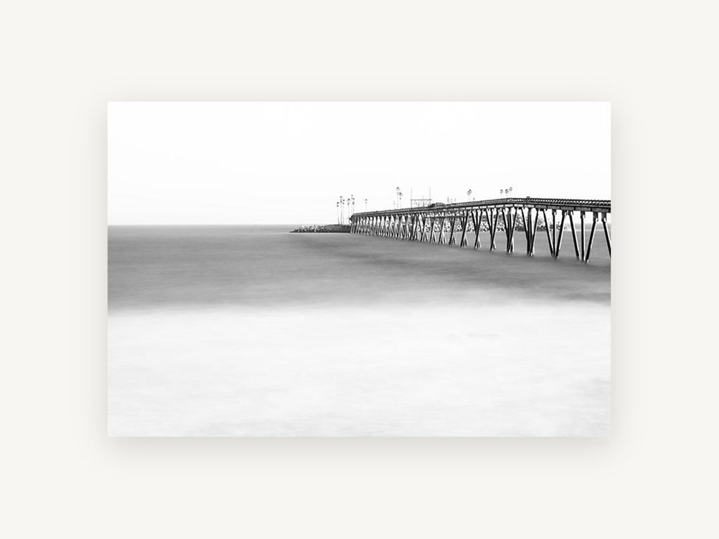 Misted Pier Horizon, coastal canvas wall art print, front view