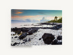 Coral Shore Dawn, waikoloa lava rock beach photograph, coastal canvas wall art print ready to hang