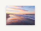 Sunrise Shoreline Glow, coastal canvas wall art print, front view