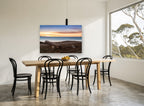 Driftwood Beam at Dusk coastal canvas print on the wall of a dining room