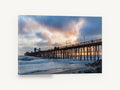 Pier at Dusk Drama, timber pier sunset seascape photograph, coastal canvas wall art print ready to hang