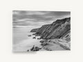 Gaviota Cliffs at Dusk, black and white coastal cliffs photograph, coastal canvas wall art print ready to hang