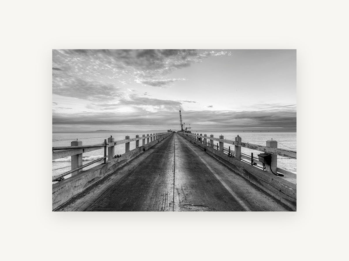 Pier Toward the Crane, coastal canvas wall art print, front view