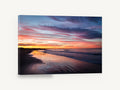 Dusk Shorebirds Glow, sunset beach shorebirds photograph, coastal canvas wall art print ready to hang