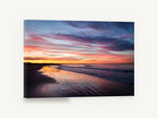 Dusk Shorebirds Glow, sunset beach shorebirds photograph, coastal canvas wall art print ready to hang