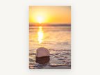 Golden Shoreline Scallop Shell, coastal canvas wall art print, front view