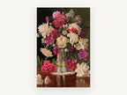 Peonies on Polished Table, floral canvas wall art print, front view