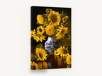 Sunflowers in Blue Porcelain, sunflowers in blue and white vase, floral canvas wall art print ready to hang