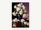 Cream Peonies on Mahogany, floral canvas wall art print, front view