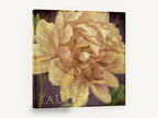 Cream Peony on Plum, cream yellow peony vintage floral, floral canvas wall art print ready to hang