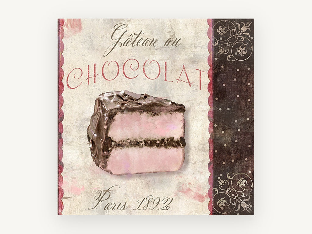 Gâteau au Chocolat Paris, kitchen canvas wall art print, front view