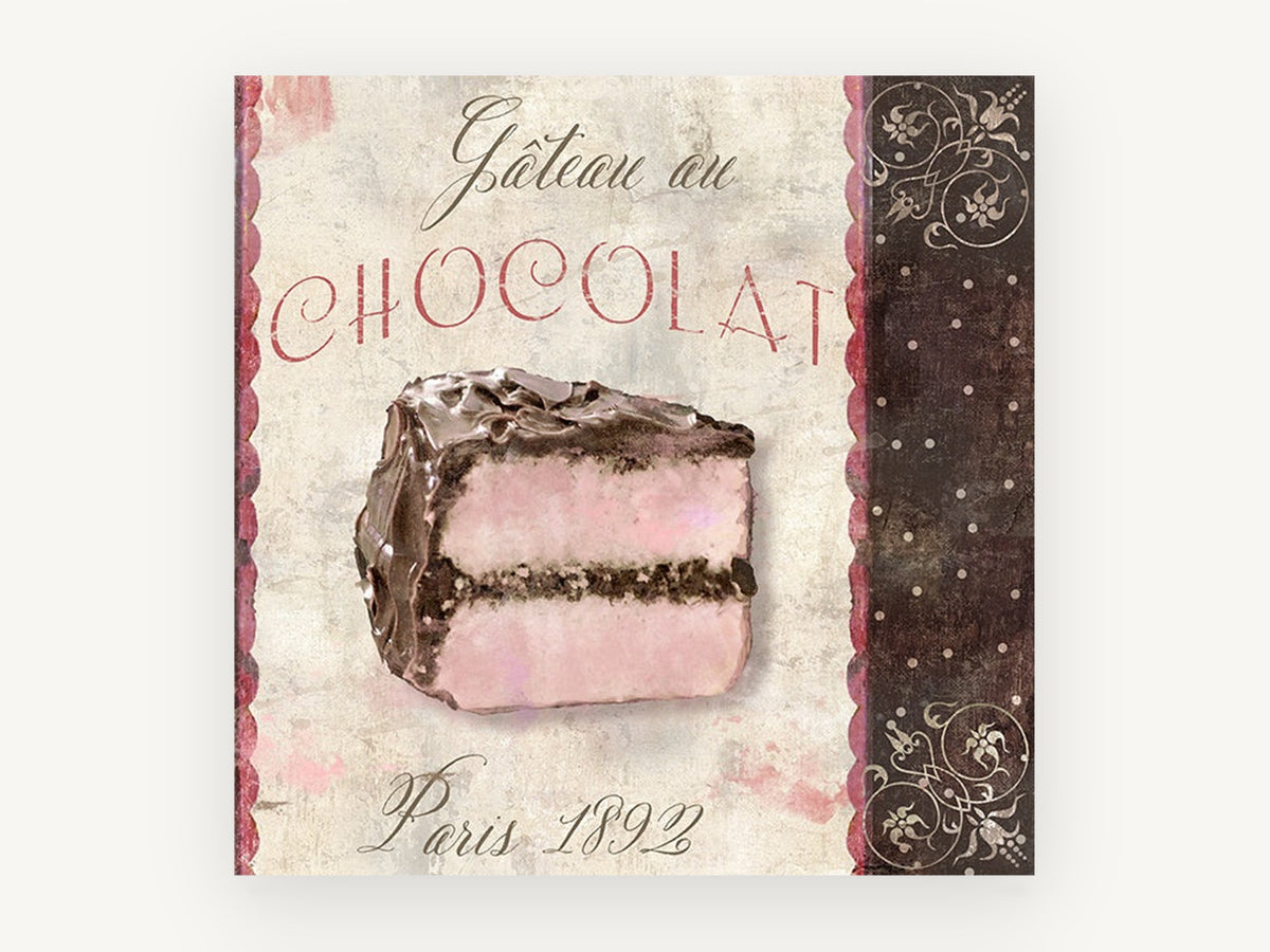 Gâteau au Chocolat Paris, kitchen canvas wall art print, front view