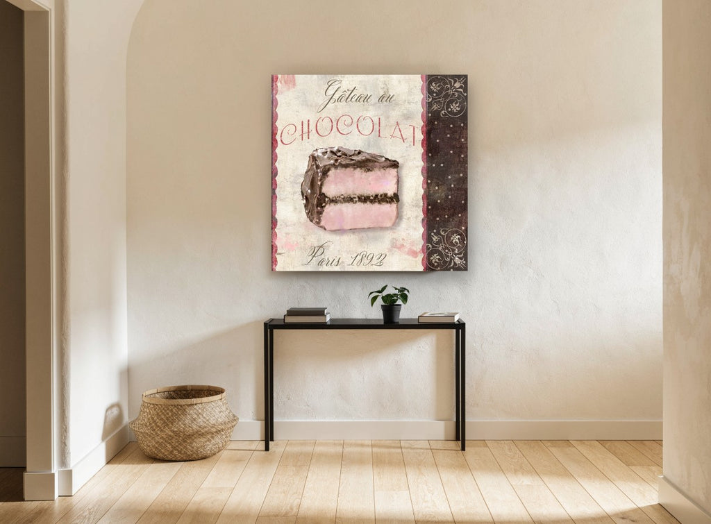Gâteau au Chocolat Paris kitchen canvas print on the wall of a hallway