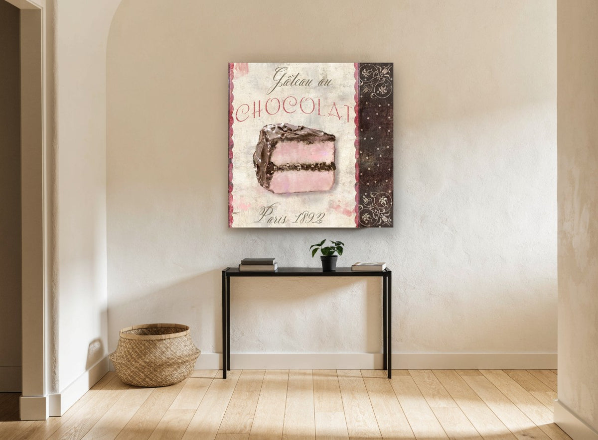 Gâteau au Chocolat Paris kitchen canvas print on the wall of a hallway