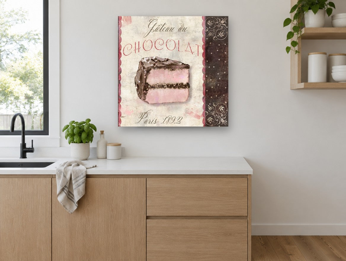 Gâteau au Chocolat Paris kitchen canvas print on the wall of a kitchen