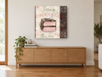 Gâteau au Chocolat Paris kitchen canvas print on the wall of a living room above a sideboard