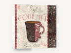 Café Gourmet Cup, vintage café gourmet coffee cup kitchen, kitchen canvas wall art print ready to hang