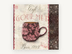 Rose Damask Café Cup, kitchen canvas wall art print, front view